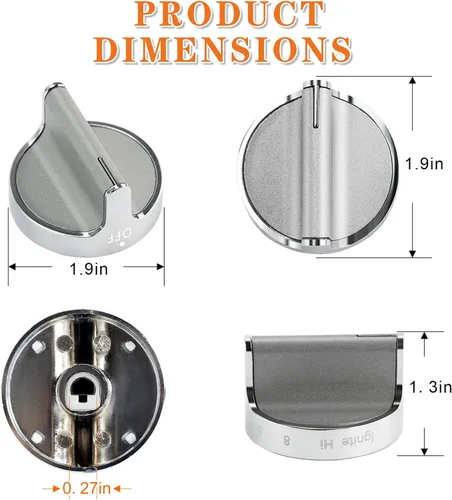 Miniatura 4 de Pomos de repuesto para estufa de gas W10766544 (paquete de 5) para estufa de hidromasaje/horno WFG540H0ES0 WFG540H0ES0 WFG714HLAS0 WFG540H0AH2