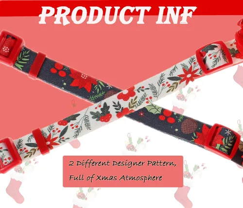 Miniatura 8 de Collares navideños para perros con flor roja extraíble, collar grande para perros hembras
