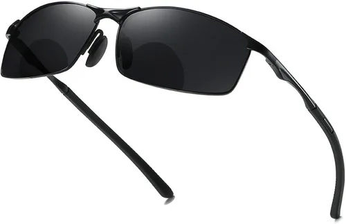 laureles Gafas de sol deportivas de visión nocturna vintage para hombre, marco de metal, conducción bifocal, gafas de lectura Negro/Gris