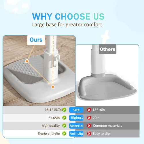 Miniatura 5 de Soporte de ducha de bebé de altura ajustable con base antideslizante, soporte de pie para ducha de baño, ayudante de baño portátil