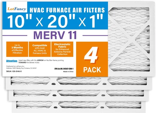 Miniatura 13 de LotFancy Filtro de aire MERV 8 de 10 x 20 x 1, paquete de 4 unidades, tamaño real: 9.75 x 19.75 x 0.75 pulgadas, reemplazo de horno plisado y filtro