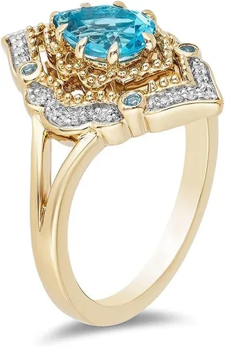 Miniatura 2 de Anillo solitario chapado en oro amarillo de 18 quilates con circonita cúbica y circonita cúbica para mujer, anillo de eternidad, anillo de promesa