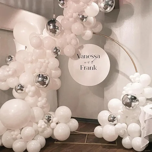 Miniatura 5 de KOMOREBI Globos blancos de 10 pulgadas, 100 globos blancos lisos de látex para cumpleaños, compromiso, boda, baby shower, aniversario, decoración