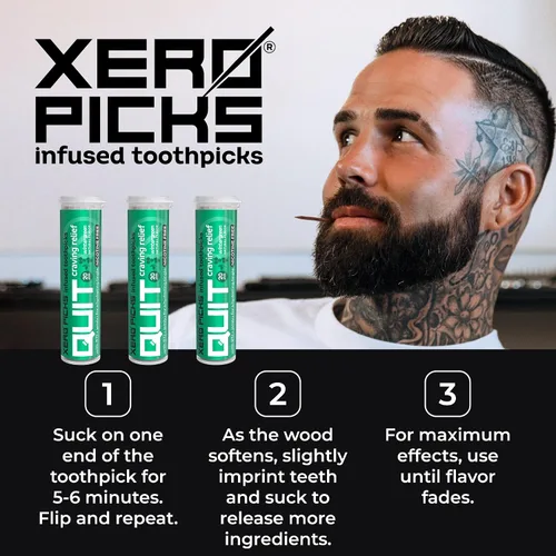 Miniatura 6 de Xero Picks Palillos de dientes con sabor infundido para ayudar a dejar de fumar - Sin nicotina - 60 palillos - Paquete de 3 - Wintergreen - Sin OMG
