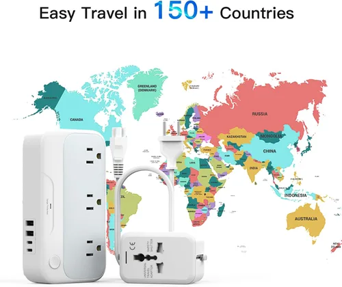 Miniatura 2 de Convertidor de voltaje universal EE.UU. a Europa, combo convertidor de viaje de 220 V a 110 V, adaptador europeo de reducción de voltaje de 250 W