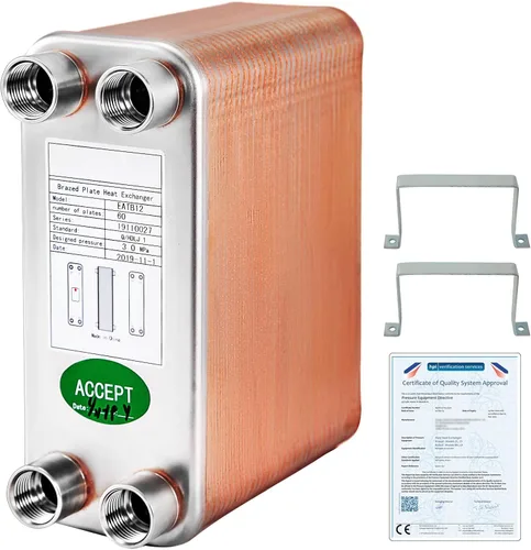 Miniatura 9 de BestEquip Intercambiador de calor 3 "x7.5" 40 placas intercambiador de calor de placas soldadas 316L 3/4 "MPT Intercambiador de calor B3-12A