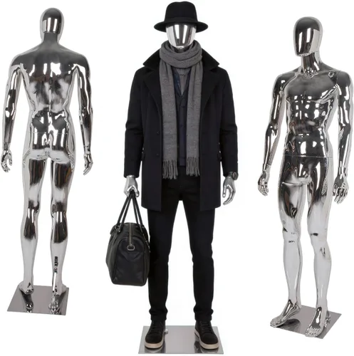 Miniatura 27 de Maniquí de cuerpo completo masculino – Soporte de maniquí con base de metal Pantalla de forma de vestido desmontable, modelo de vestido ajustable