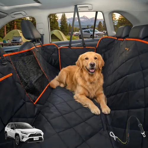 Funda de asiento para perro para asiento trasero, impermeable, protege tu vehículo de arañazos, pelo y suciedad, fácil de instalar y limpiar, tela