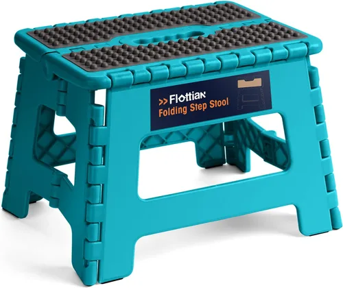 Miniatura 19 de Flottian Taburete plegable de 9 pulgadas para adultos y niños con capacidad para hasta 300 libras, taburetes plegables antideslizantes con asa