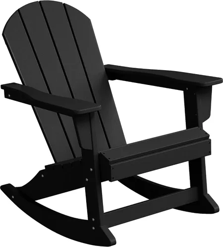 Miniatura 4 de WestinTrends Silla mecedora Malibu de poliéster para exterior/patio Adirondack, Negra