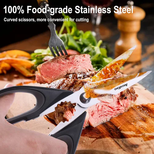 Miniatura 2 de Tijeras de cocina y tijeras de cocina, cuchillas afiladas, tijeras profesionales de acero inoxidable para alimentos, carne, aves de corral
