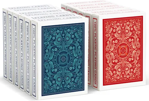 Miniatura 8 de Cartas de Juego de Plástico Impermeables 2 Paquetes, Mazos de Cartas de Póquer para Adultos, Tamaño Póquer Índice Regular, Adecuadas para Varios