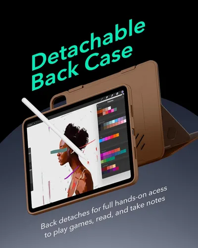 Miniatura 6 de ESR Funda para iPad Pro 12.9 (6ª/5ª generación, 2022/2021), cubierta magnética extraíble, soporte ajustable para vertical/paisaje con vista de Marrón