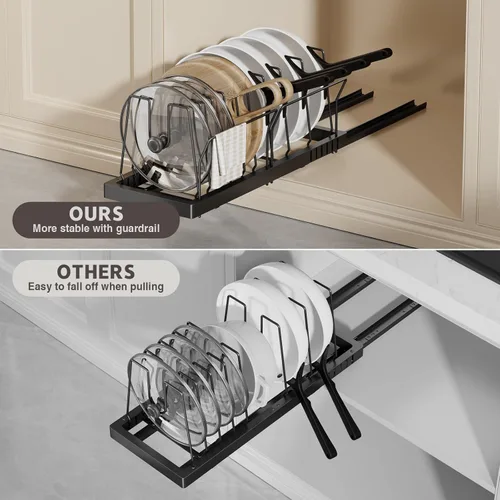Miniatura 5 de Magheo Organizador de ollas y sartenes debajo del gabinete, organizador de tapa extraíble extensible de 22 pulgadas de profundidad y almacenamiento