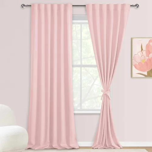 Miniatura 37 de DWCN Cortinas opacas con pestaña trasera para ventana - Cortinas opacas con bolsillo para barra para oscurecer la habitación para dormitorio/sala