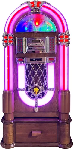 Miniatura 14 de Arkrocket Reproductor de Vinilo de Jukebox de Tamaño Completo Bluetooth USB SD CD Radio Retro Tocadiscos Jukebox Clásico (Taurus - Clásico)
