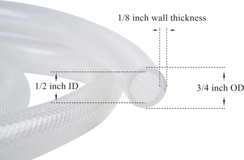 Miniatura 2 de Tubo de PVC transparente trenzado de alta presión de 1/2 pulgada de diámetro interior x 3/4 pulgadas de diámetro exterior de 25 pies, tubo de vinilo