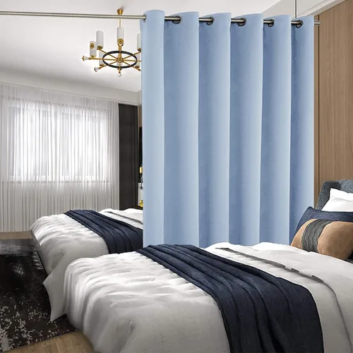 Miniatura 3 de BGment Cortina de Puerta Corredera de Moda 120 X 96 Pulgadas, Cortinas Opacas Térmicas Anchas que Oscurecen la Habitación Divisor de Habitación Azul
