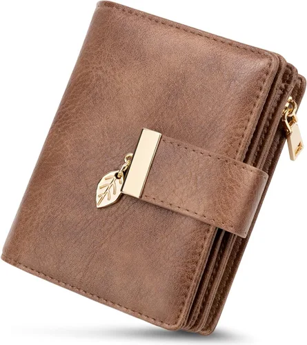 Miniatura 8 de HUANLANG Carteras pequeñas para mujer, con bloqueo Rfid, de cuero, plegable, tarjetero para tarjetas de crédito, cartera para mujer, bolsillo