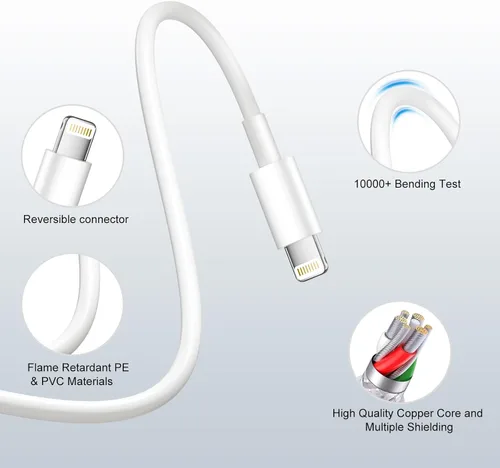 Miniatura 7 de Cargador para iPhone de carga rápida [certificado MFi] USB C con 2 cables USB C a Lightning de 6 pies, compatible con iPhone 14/14 Pro Max/13/13 Pro