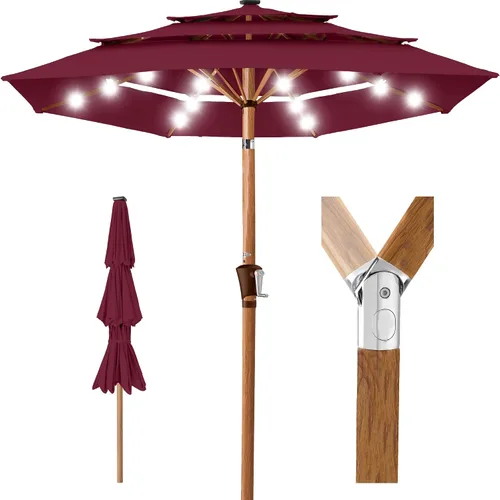 Miniatura 23 de Best Choice Products - Sombrilla solar de 10 pies de 3 niveles para patio, sombrilla de sol para exteriores, mercado, patio trasero, terraza, junto