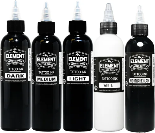 Miniatura 23 de Element Tattoo Supply - Tinta de tatuaje negra prémium - Tinta de tatuaje profesional y suministros para contorno, sombreado y mezcla - Tinta