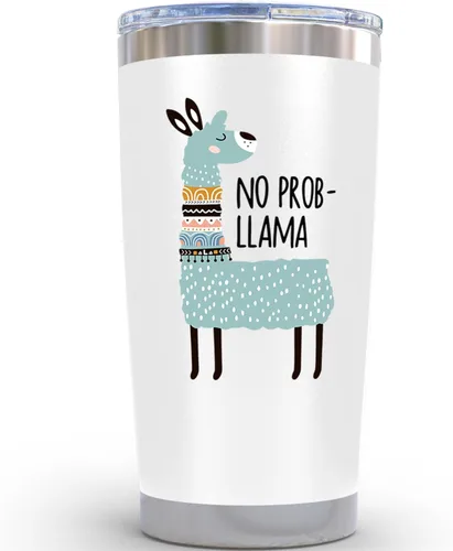 KLUBI Regalos de Llama para Mujeres Taza de 20 Onzas - Tumbler No Prob Llama con Pajita Regalo de Taza de Llama para Mamá de Hija
