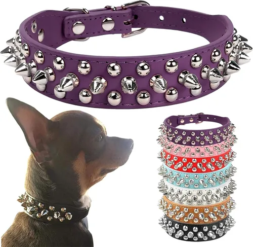 Miniatura 11 de PETCARE Collar de Perro con Pinchos Negro de Cuero PU Suave con Hongos Divertidos Remaches y Tachuelas Collar de Cachorro Ajustable para Exteriores