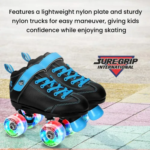 Miniatura 4 de Sure-Grip Sugar & Spice - Patines de ruedas para niños, botas de vinilo duraderas con acolchado cómodo, cuentan con ruedas iluminadas
