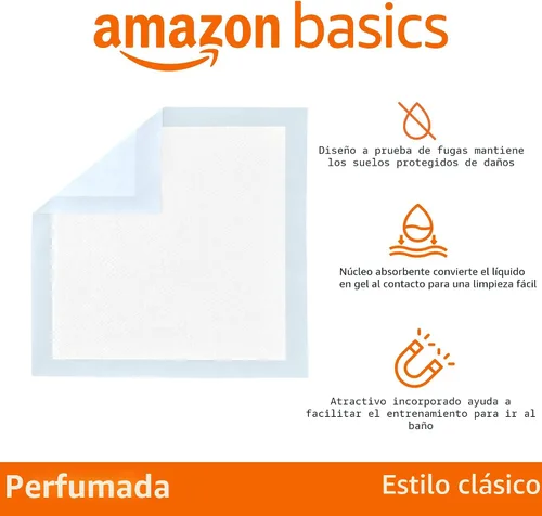 Miniatura 2 de Amazon Basics Almohadillas perfumadas para orinar para perros y cachorros, 5 capas a prueba de fugas, superabsorbentes, superficie de secado rápido