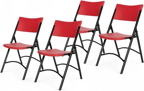 OEF Furnishings Serie OEF600 Sillas plegables de respaldo alto, asiento de grado comercial de polietileno moldeado por soplado para uso en Rojo