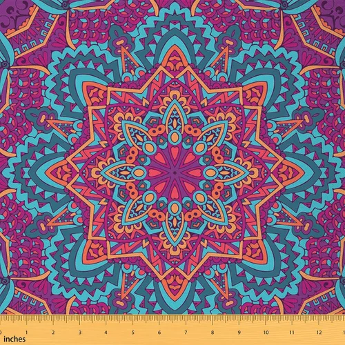 Miniatura 46 de Tela con patrón Paisley de The Yard, tela de tapicería floral étnica boho para sillas y sofás, costura, tela impermeable de arte mandala abstracto