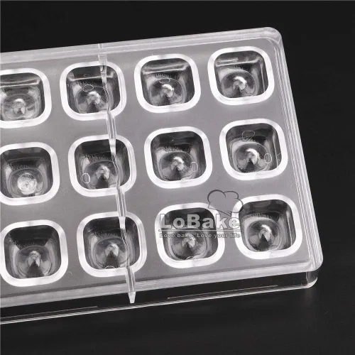 Miniatura 3 de 21 cavidades cóncavas forma de cubo cuadrado policarbonato PC molde de chocolate molde de cubitos de hielo chocolate dulces hacer moldes