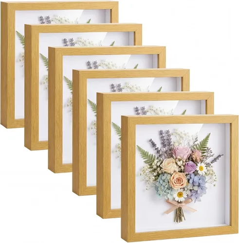 Miniatura 12 de Tuanse 6 Piezas Cajas de Sombra Marco de Fotos Cajas de Sombra Cuadradas Vitrinas para Recuerdos Deportivos Recuerdos de Boda Manualidades Alfileres