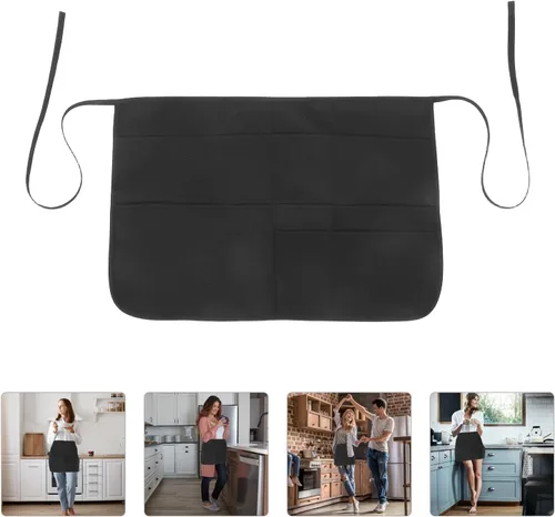 Miniatura 8 de Ciieeo Cleaning Apron with Multiple Pockets Black Sturdy Work Apron for Men and Women for Housekeeping and Cooking Tasks