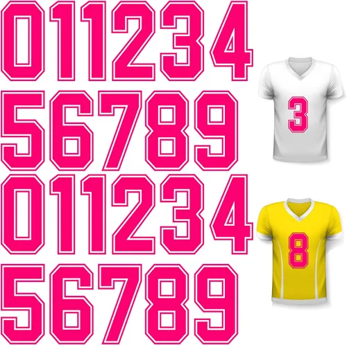 Miniatura 9 de WILLBOND 24 piezas de números para planchar, números de transferencia térmica de jersey del 0 al 9 para uniforme de equipo, camiseta de fútbol Blanco