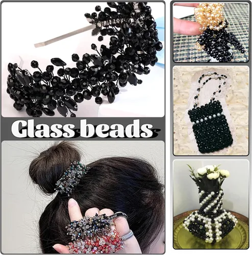Miniatura 6 de TOAOB - 1000 cuentas de cristal Briolette de 0.157 in, 0.236 in, 0.315 in, cuentas espaciadoras facetadas Rondelle, cuentas sueltas negras