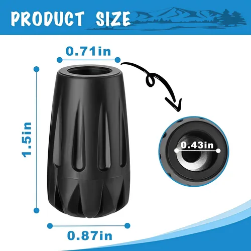 Miniatura 2 de Accesorios para bastones de trekking de repuesto duraderos de diamante negro, puntas de goma para bastones de senderismo para todos los bastones