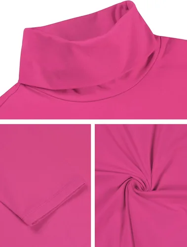Miniatura 7 de uxcell Camiseta de cuello alto para hombre, ajuste entallado, manga larga, cuello de tortuga