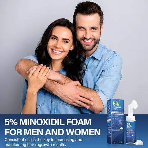 Miniatura 7 de Espuma de crecimiento del cabello de minoxidil al 5 % para hombres y mujeres, adecuada para adelgazamiento del cabello, línea capilar y pérdida