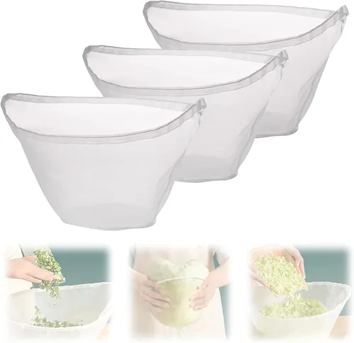 Bolsa de tela de queso para colar, 3 piezas de tela de queso reutilizable con bordes cerrados, tela de malla fina, bolsas de leche de soja, bolsas