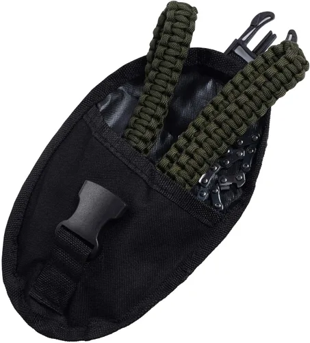 Miniatura 6 de Sucrain Sierra de Cadena de Bolsillo con Mango de Paracord, Sierra de Mano de Cadena Plegable, Equipo de Supervivencia de Emergencia al Aire Libre