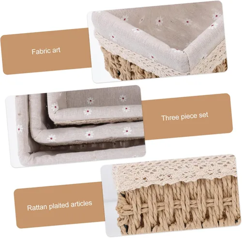 Miniatura 5 de Alipis Elegante juego de cestas de ratán simples para decoración de interiores, organización, lavable, versátil