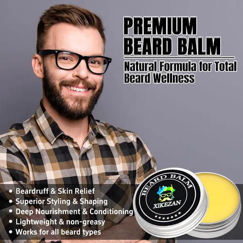 Miniatura 5 de Kit de aseo alisador de barba para hombres, kit de crecimiento de barba con 2 paquetes de aceite de crecimiento, bálsamo naranja natural, peine