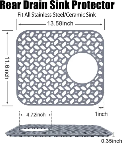 Miniatura 6 de Paquete de 2 protectores de silicona para fregadero, acero inoxidable, antideslizantes, resistentes a los arañazos, rejilla para fregadero