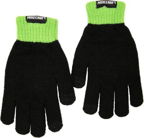 Miniatura 2 de JINX Minecraft Creeper Hustle Guantes de punto verdenegro ajuste juvenil