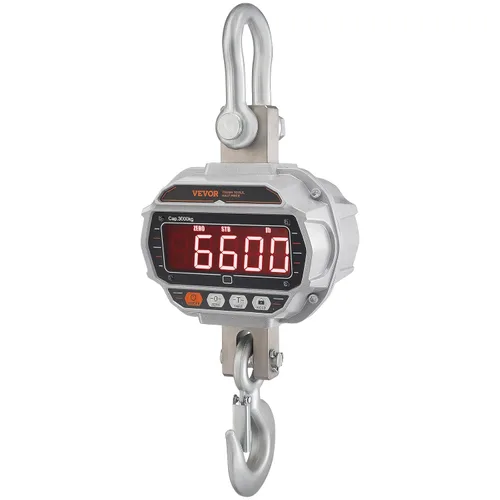 Miniatura 9 de VEVOR Báscula digital para grúa, 6600 lbs/3000 kg, báscula industrial resistente para colgar con control remoto, carcasa de aluminio fundido