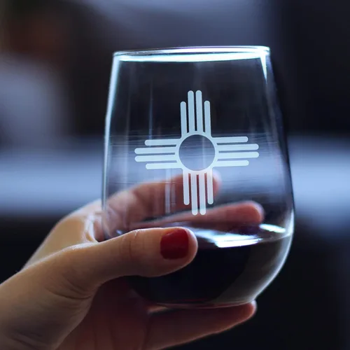 Miniatura 4 de Bevvee Copa de vino sin tallo de la bandera de Nuevo México, decoración con temática del estado y regalos para mujeres y hombres nuevos mexicanos