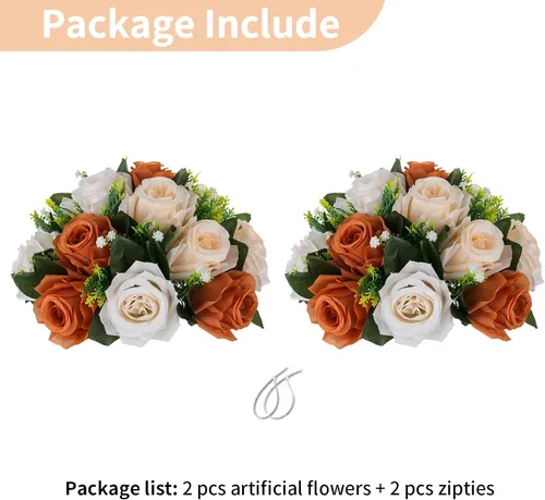 Miniatura 89 de NUPTIO Centros de mesa de flores para mesas de boda: arreglo de bolas de flores artificiales rosa y blanco para bodas, fiestas, 2 piezas de rosas
