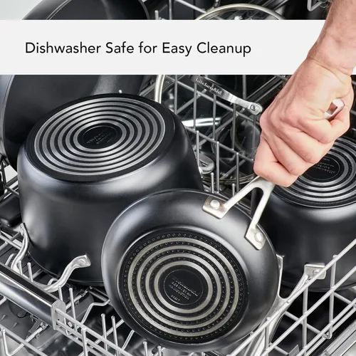 Miniatura 5 de KitchenAid Sartén/Wok Antiadherente de Inducción Anodizada Dura para Saltear con Mango Auxiliar, 12.25 Pulgadas - Negro Mate
